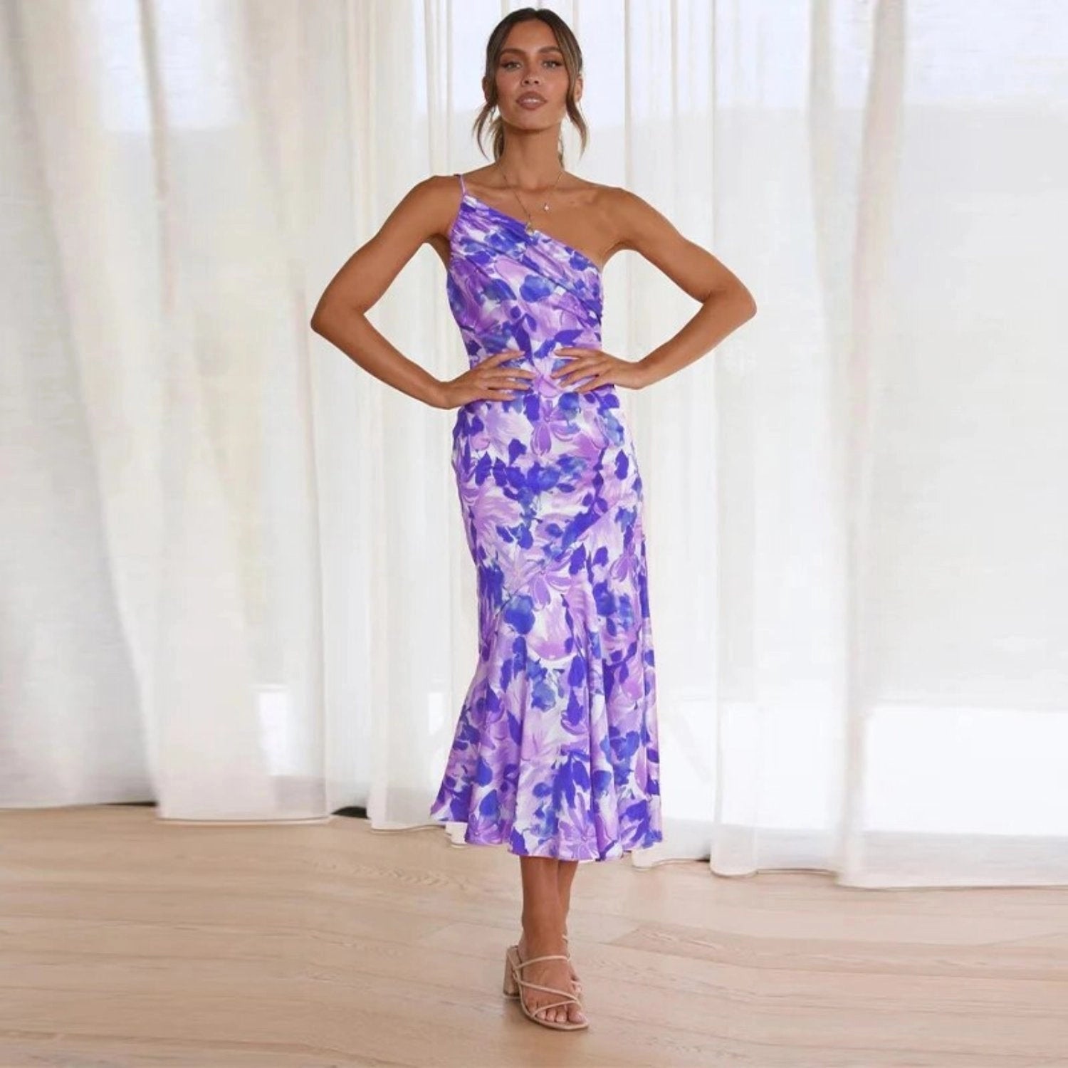 Kathy™ Women's Floral Maxi Dress with Asymmetrical Design
