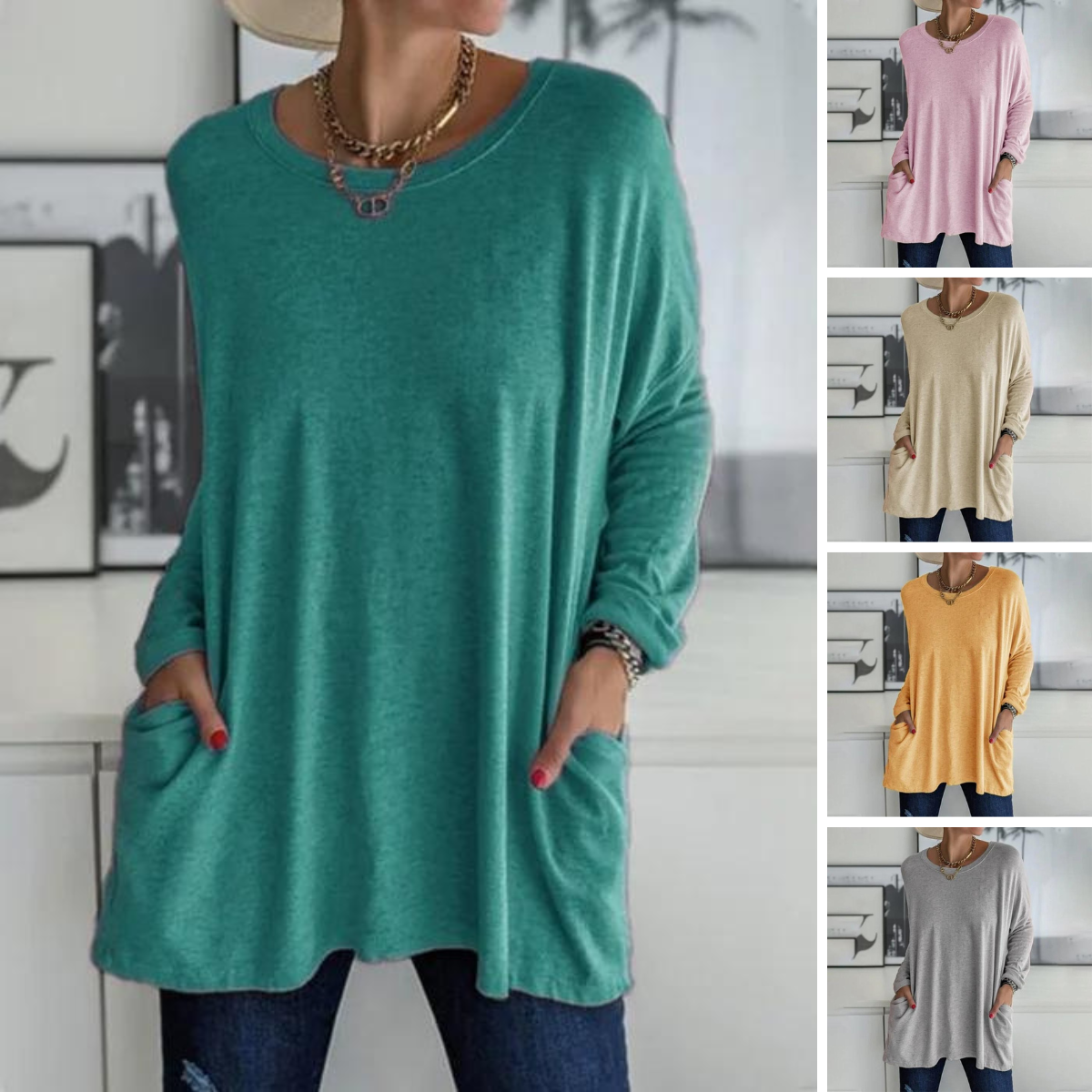 Ruby | Women's Oversized Long Sleeve Tunic with Pockets