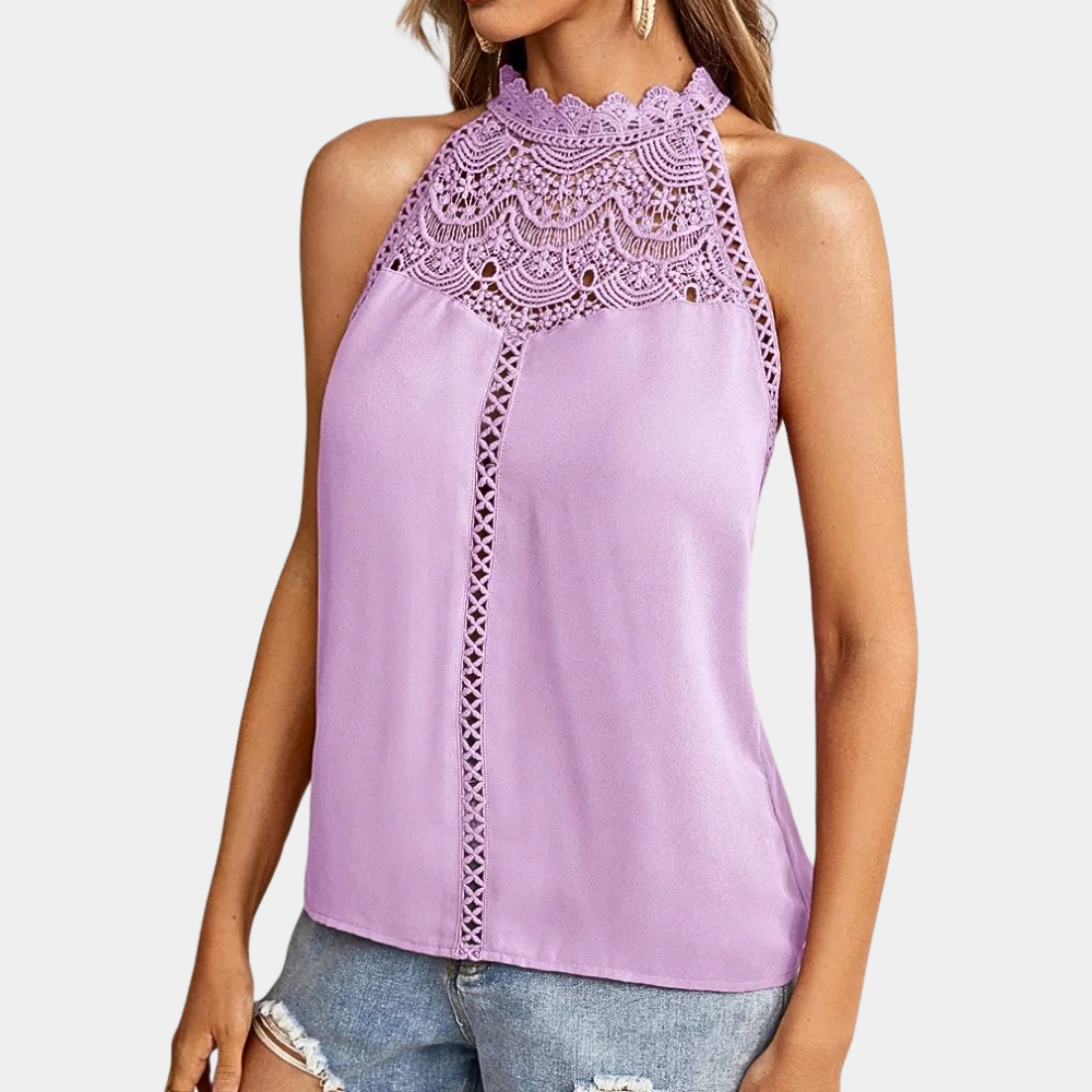 Luna | Women's Lace Halter Neck Sleeveless Top