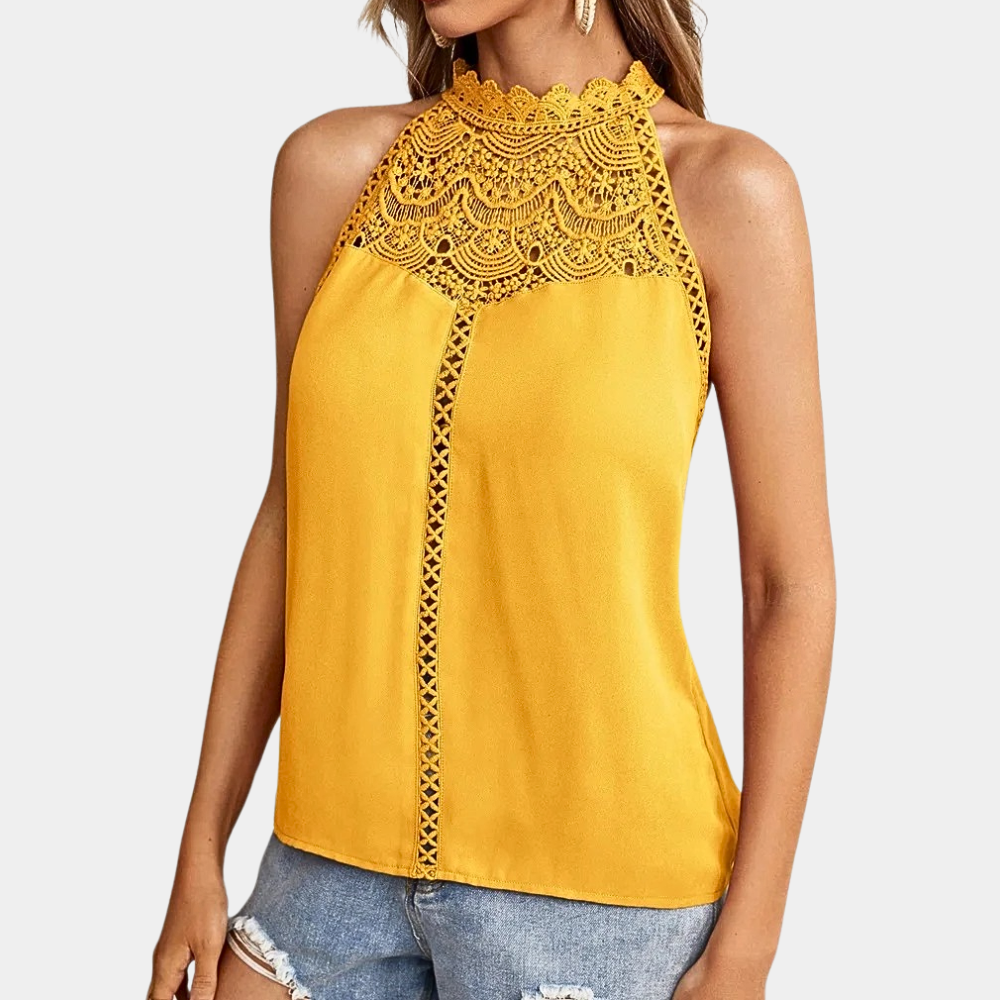 Luna | Women's Lace Halter Neck Sleeveless Top