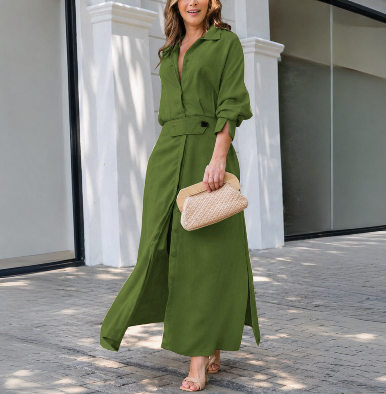 Amara™ | Chic V-Neck Maxi Dress