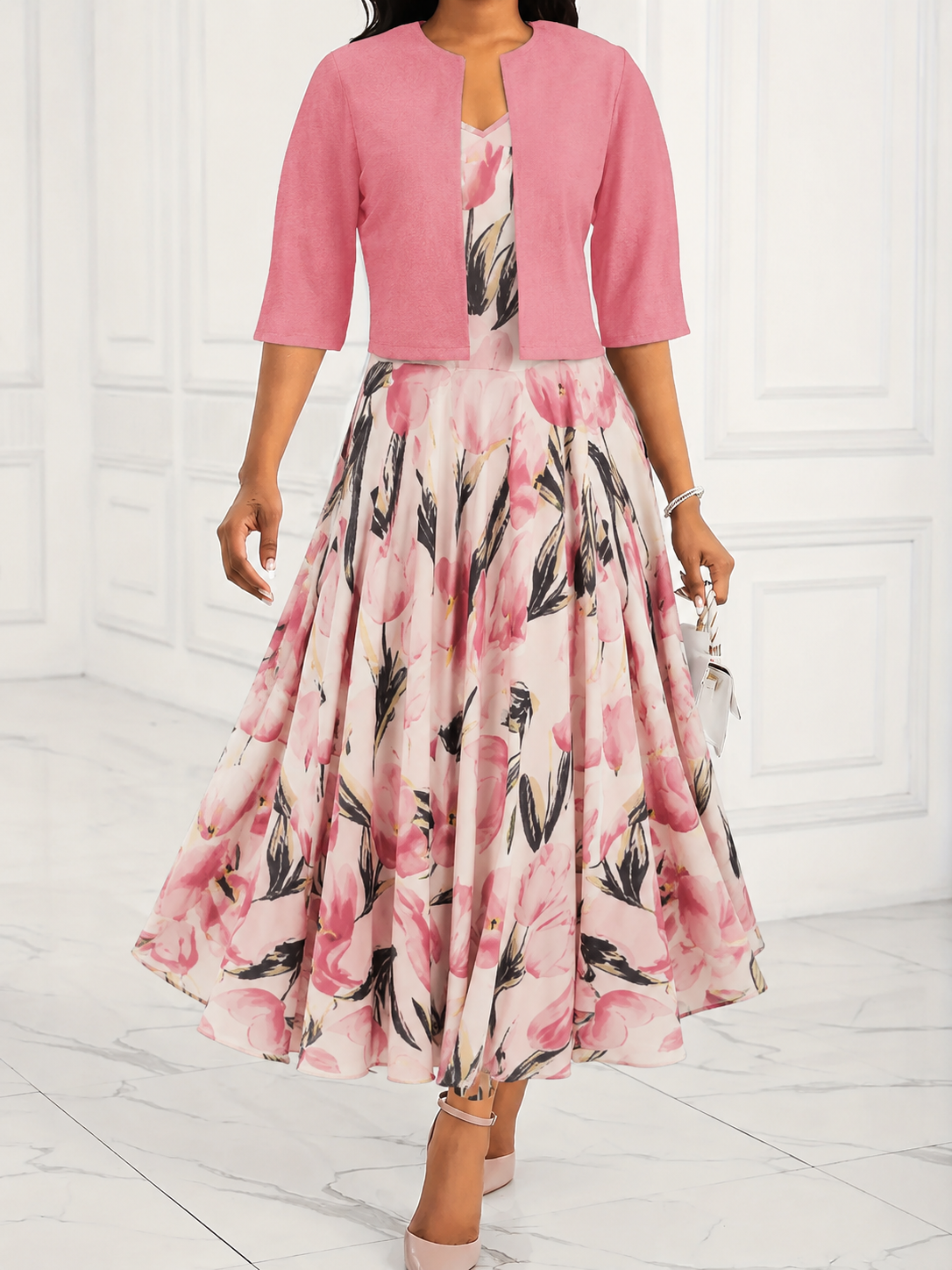 Rosalie | Women's Floral Maxi Dress Ensemble with Jacket