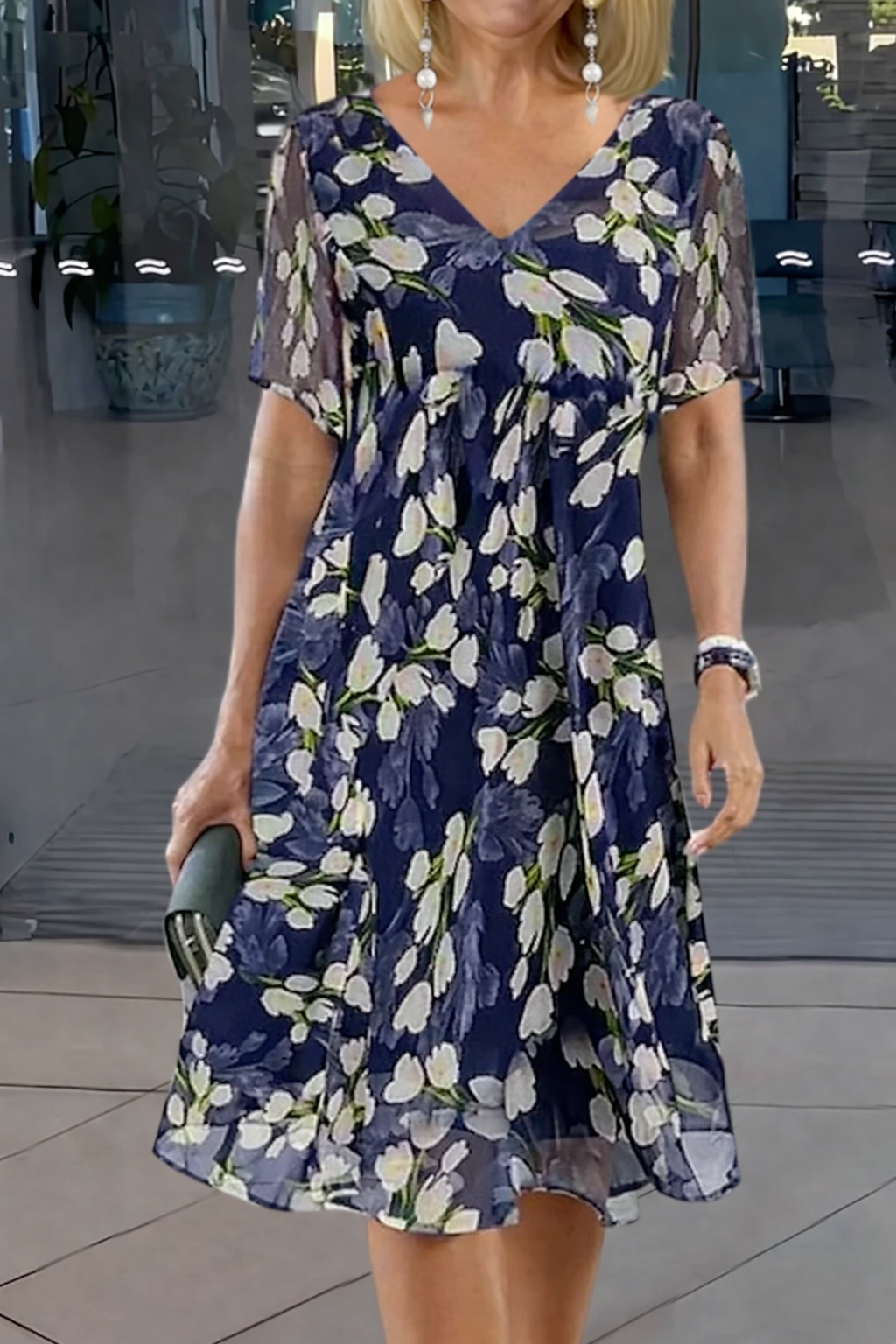 Stephanie™ | Double Tunic Dress with Floral Print