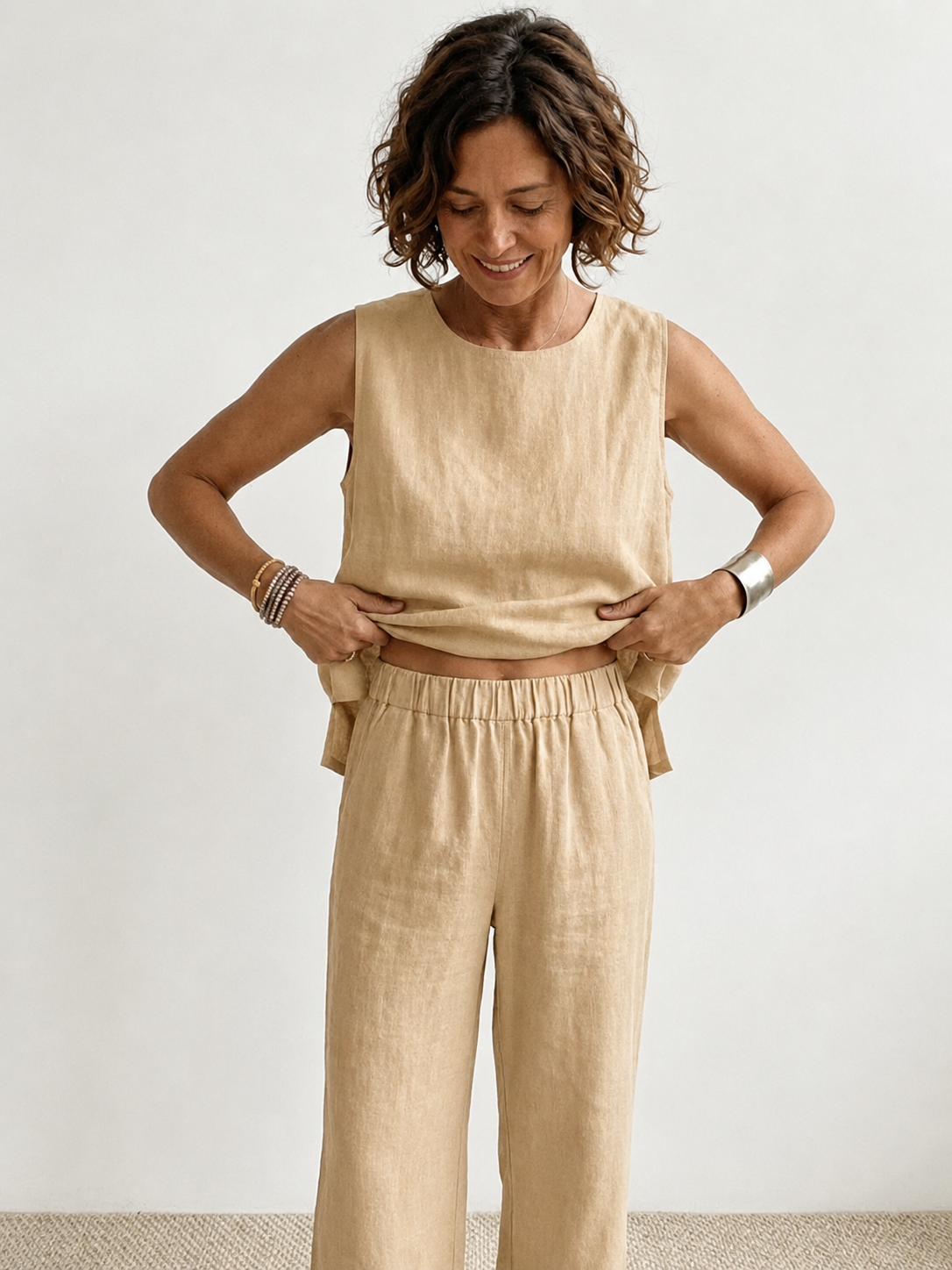 Olivia | Women's Sleeveless Tank and Wide-Leg Pant Set