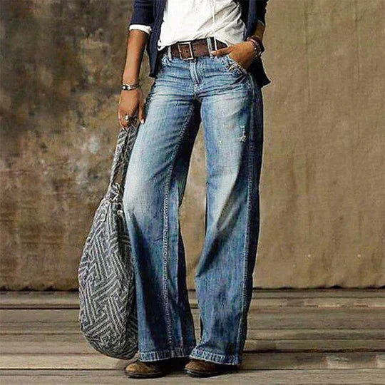 River | Women's Retro High-Waisted Wide Leg Flare Jeans