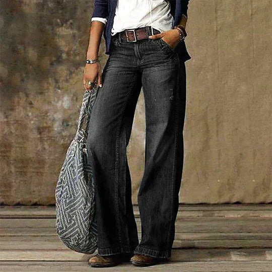River | Women's Retro High-Waisted Wide Leg Flare Jeans
