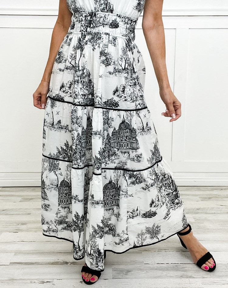 Camille™ | Elegant Toile Maxi Dress