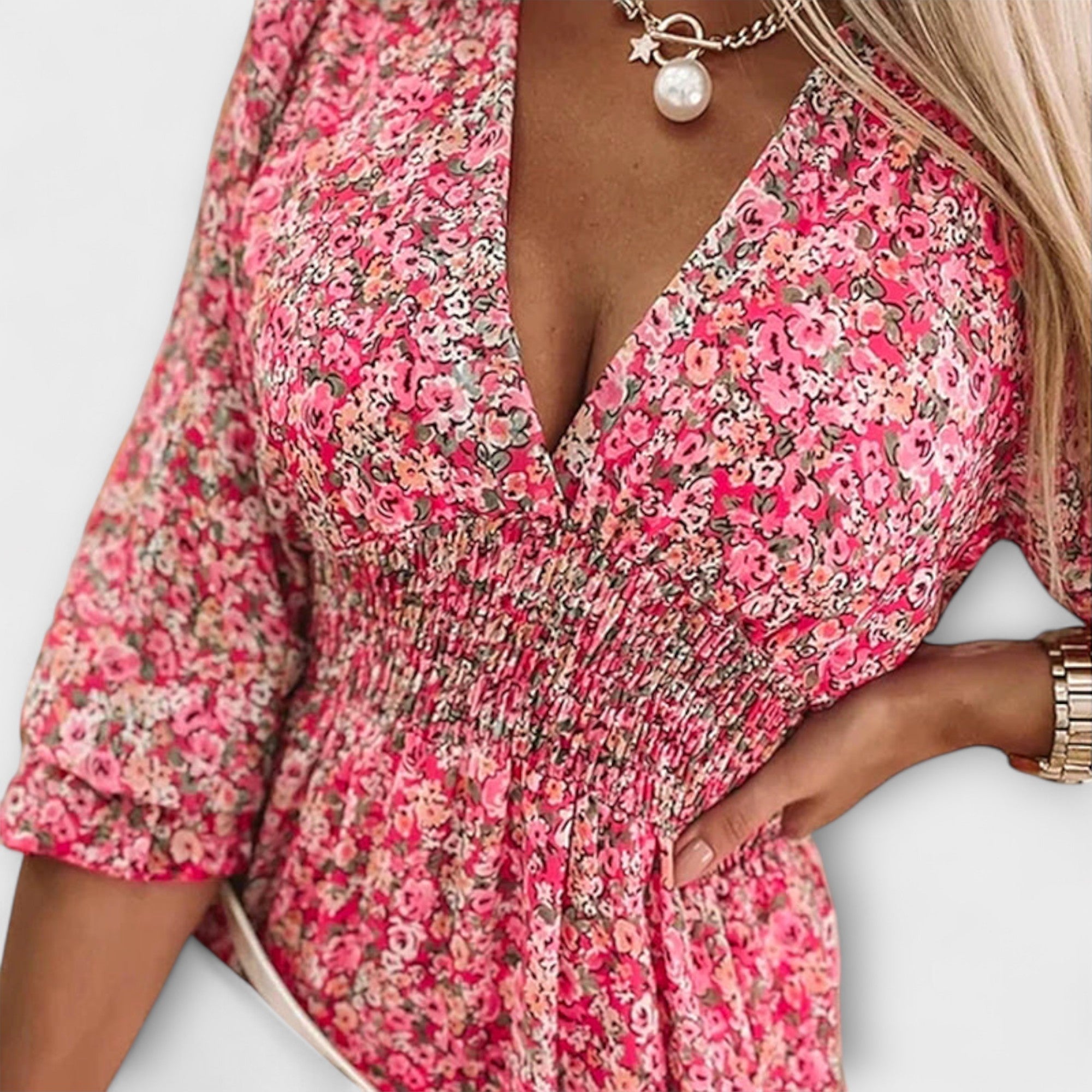 Linda™ | Women's Floral Puff Sleeve Dress