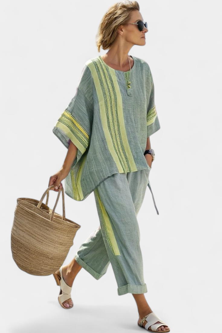 Via | Women's Oversized Top & Tapered Pants Two-Piece Set