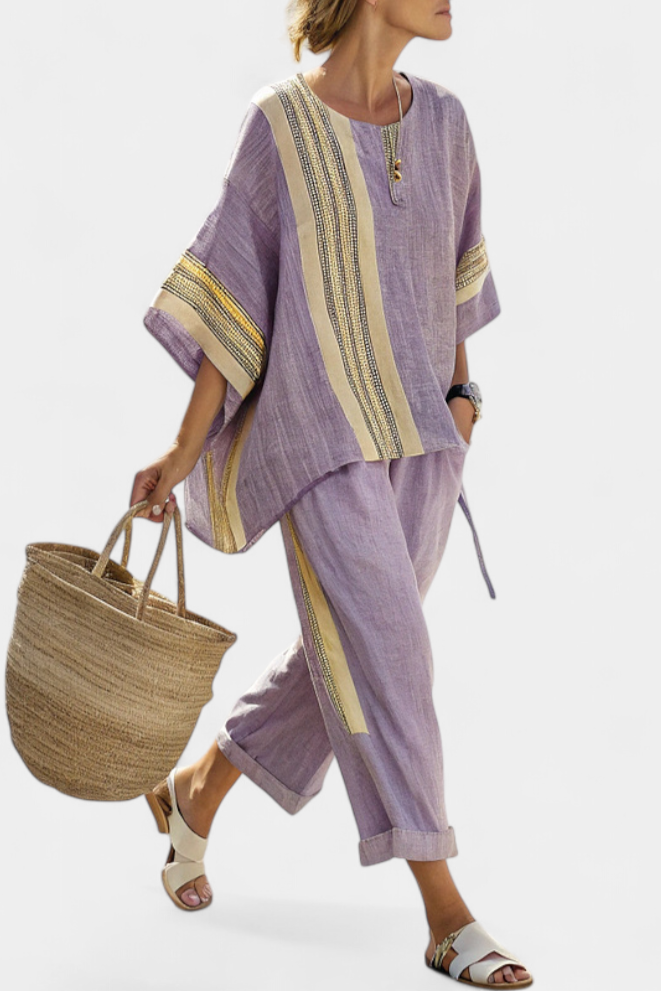 Via | Women's Oversized Top & Tapered Pants Two-Piece Set