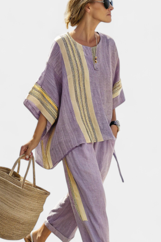Via | Women's Oversized Top & Tapered Pants Two-Piece Set