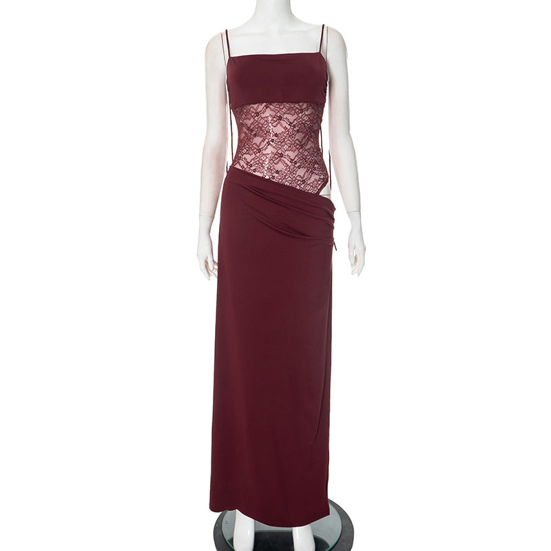 Felicia™ | Elegant Lace-Trimmed Long Dress