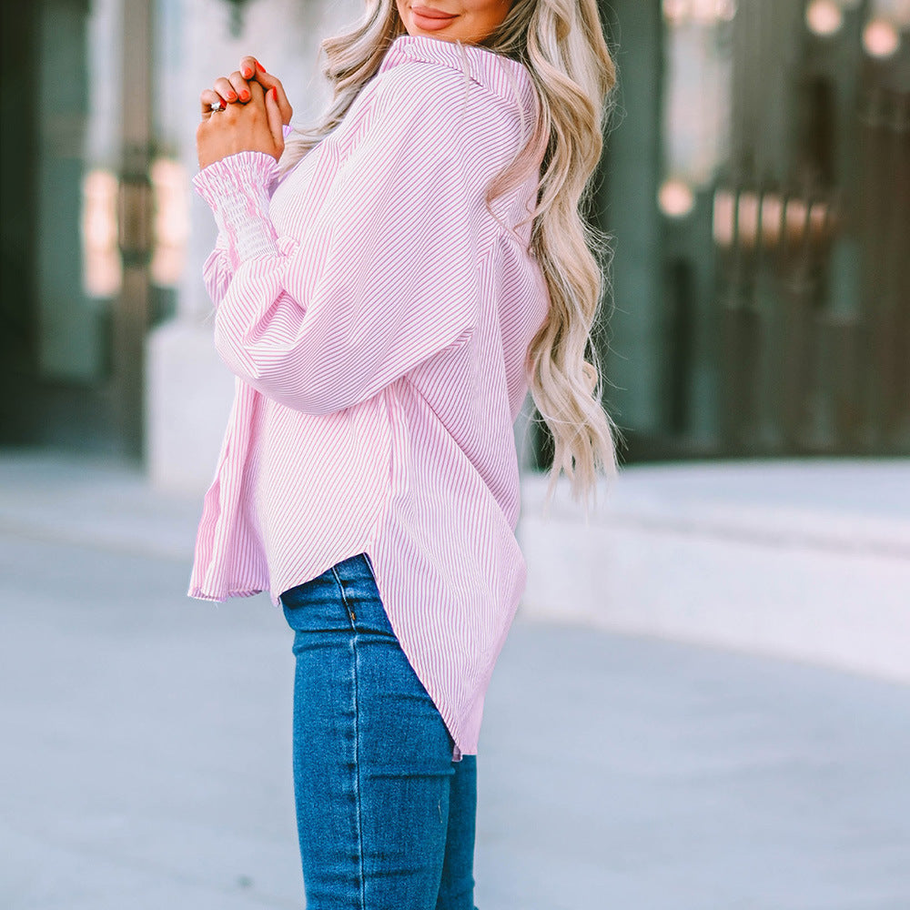 Skye | Women's Long Sleeve Oversized Striped Button-Up Shirt