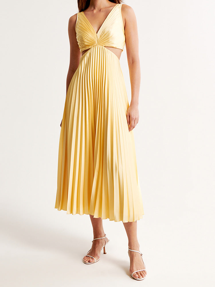 Elle | Women's V-Neck Maxi Dress for Wedding Guests - Evening Wear