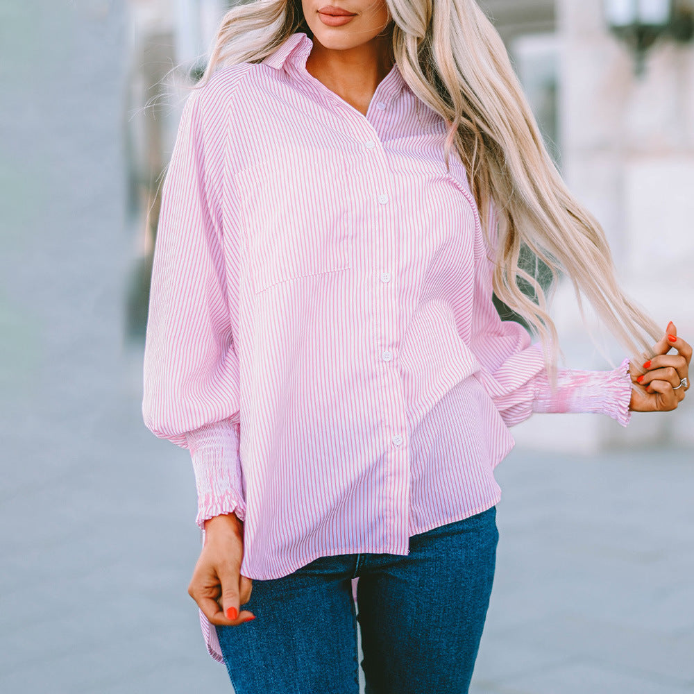 Skye | Women's Long Sleeve Oversized Striped Button-Up Shirt
