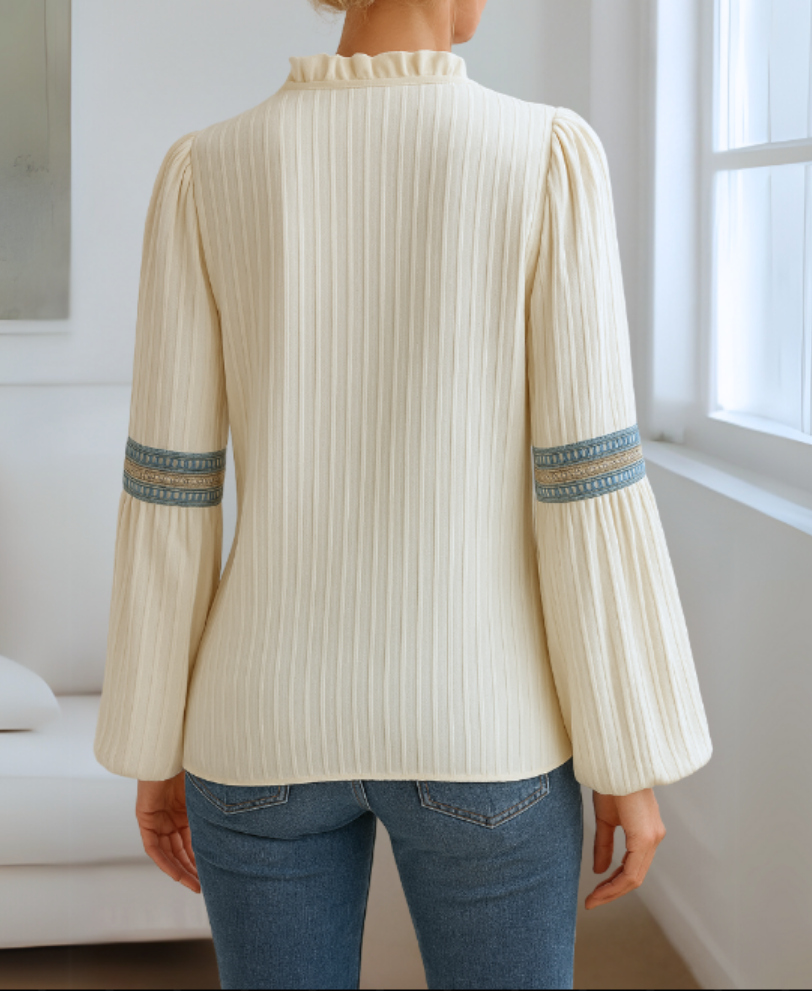 Monica™ | Retro V-Neck Blouse