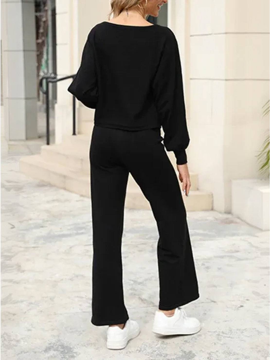 Hailey | Women's Cropped Sweatshirt & Wide-Leg Pants Lounge Ensemble