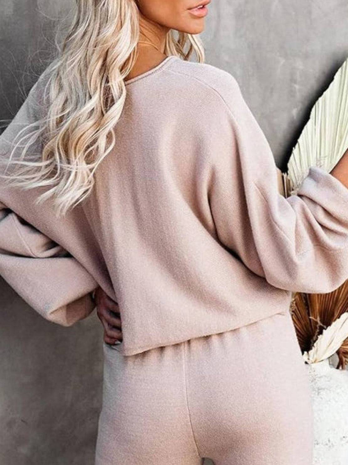 Hailey | Women's Cropped Sweatshirt & Wide-Leg Pants Lounge Ensemble