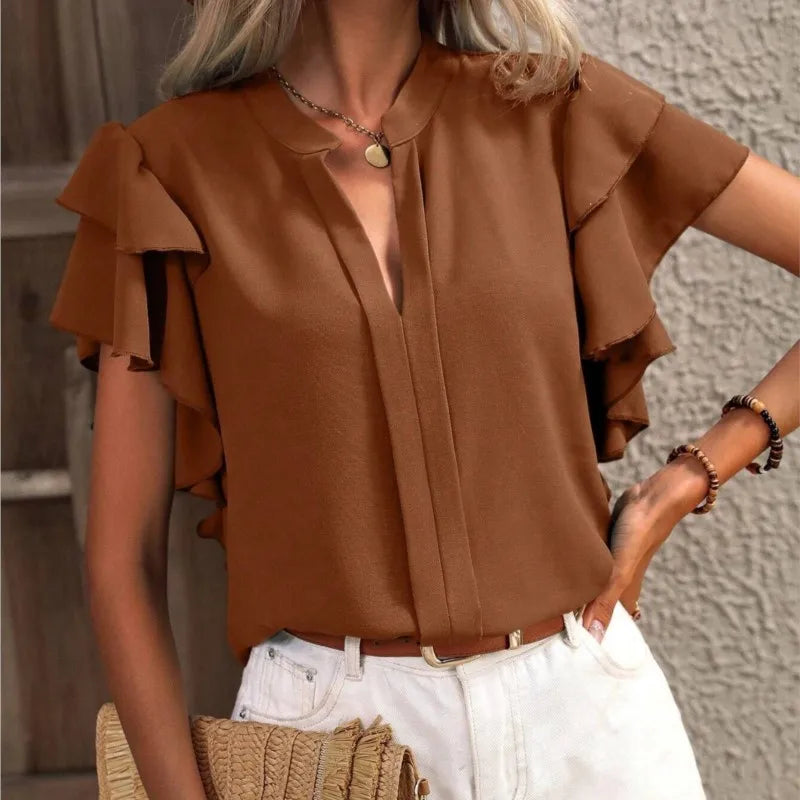 Amira™ | Stylish Blouse Featuring Graceful Ruffle Sleeves