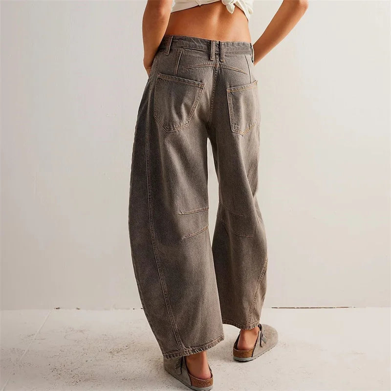 Women's Relaxed Fit High Waist Barrel Leg Jeans