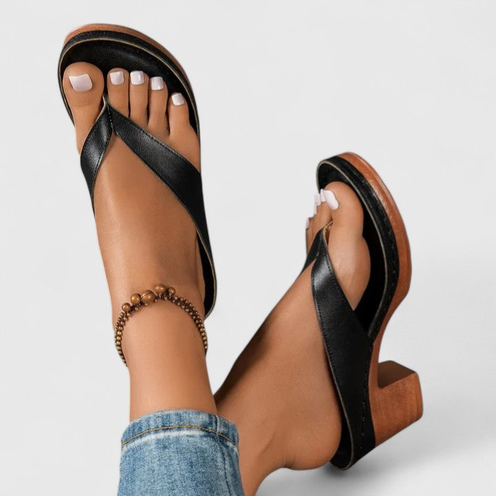 Remy | Women's Platform Sole Thong Sandals with Block Heel