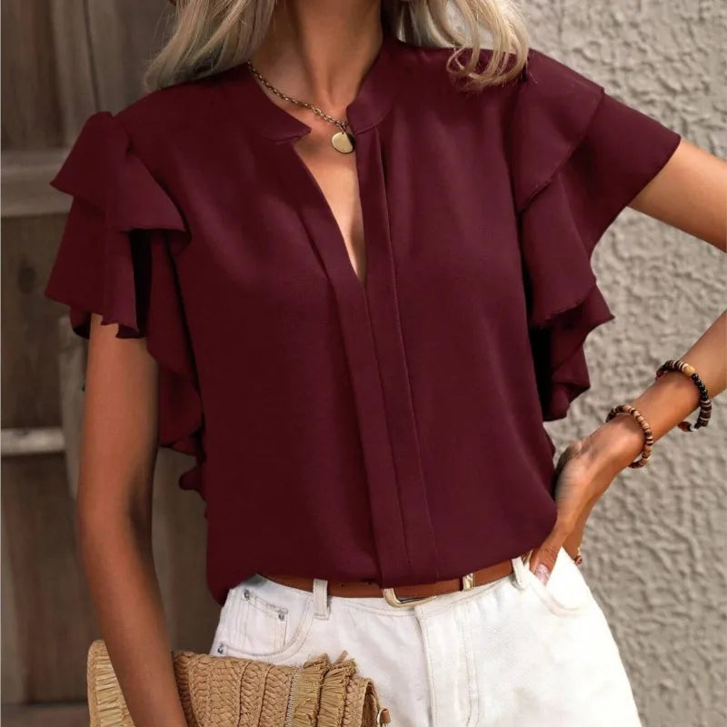 Amira™ | Stylish Blouse Featuring Graceful Ruffle Sleeves