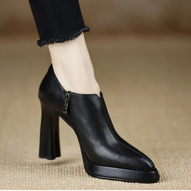 Giselle | Women's Platform Block Heel Pumps with Side Zipper