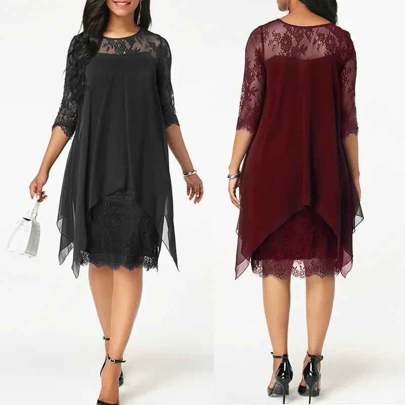 Ann™ | Chiffon Dress with Quarter Sleeves