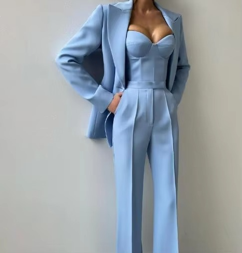 Tiffany | Women's Three-Piece Blazer Set with Corset Top and Flared Trousers