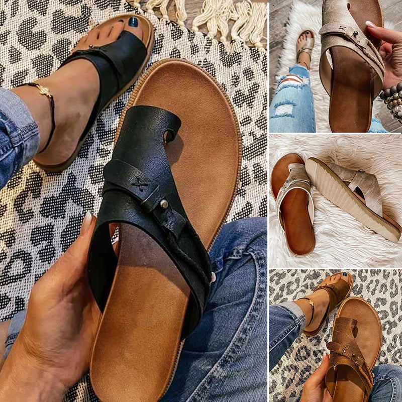 Roma | Women's Boho Slip-On Flat Toe Ring Sandals for Summer