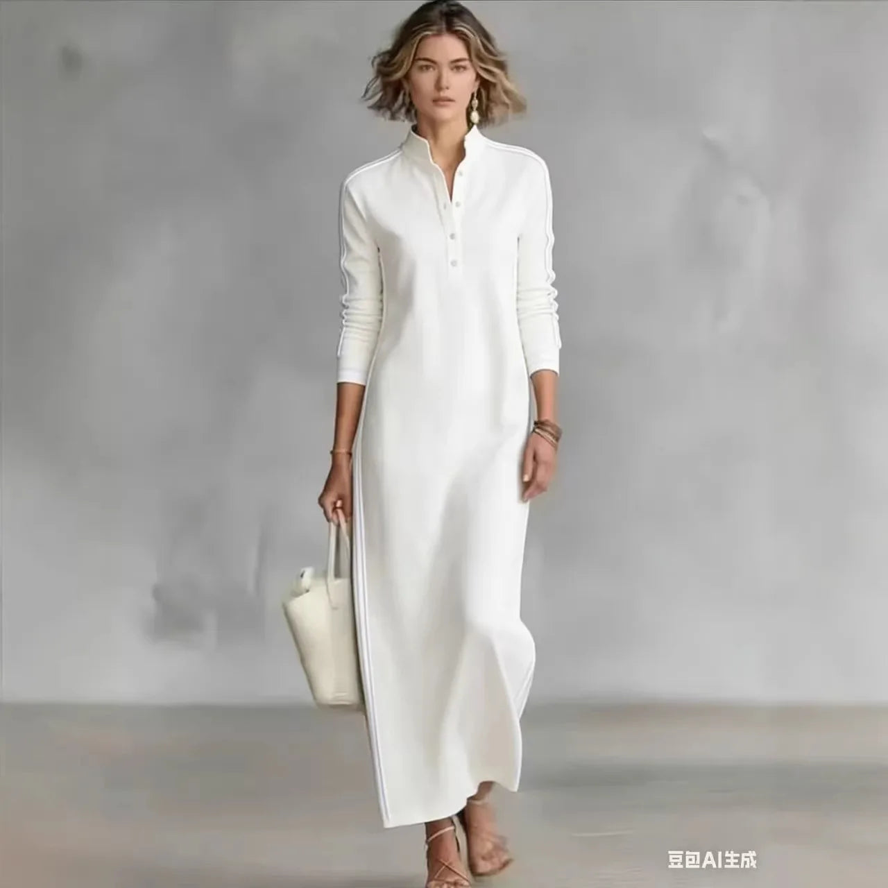 Minimalist Side-Stripe Maxi Dress