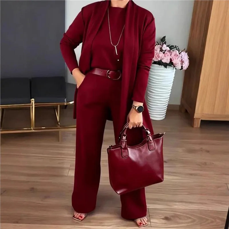 Relaxed Three-Piece Wide-Leg Set