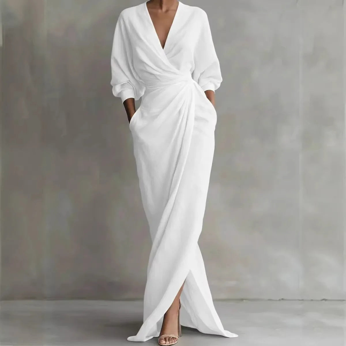 Elegant Wrap Maxi Dress with Side Slit