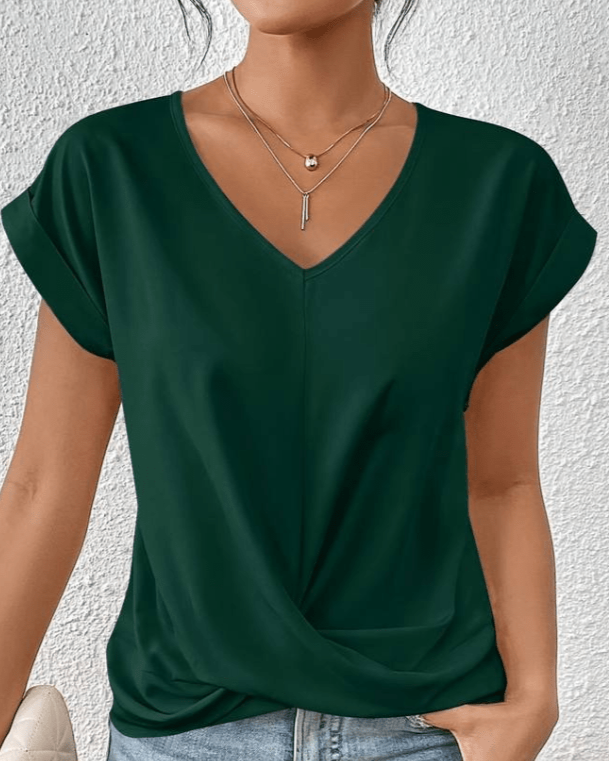 Jade | Women's Short Sleeve V-Neck Twist Front Top