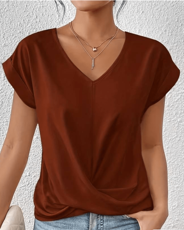 Jade | Women's Short Sleeve V-Neck Twist Front Top