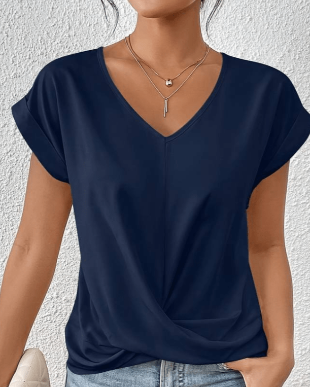 Jade | Women's Short Sleeve V-Neck Twist Front Top