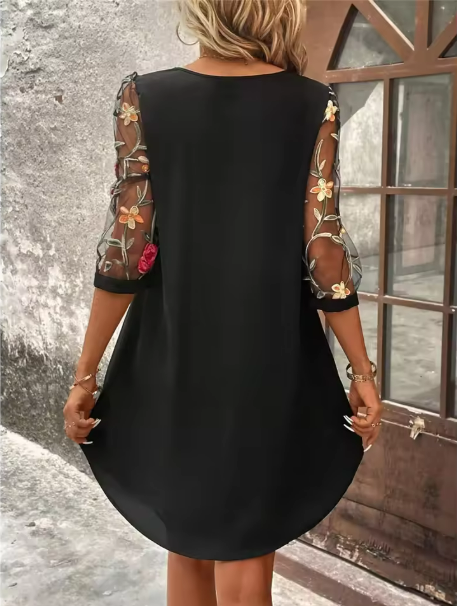 Crystal™ | Chic V-Neck Dress with Stunning Sleeves