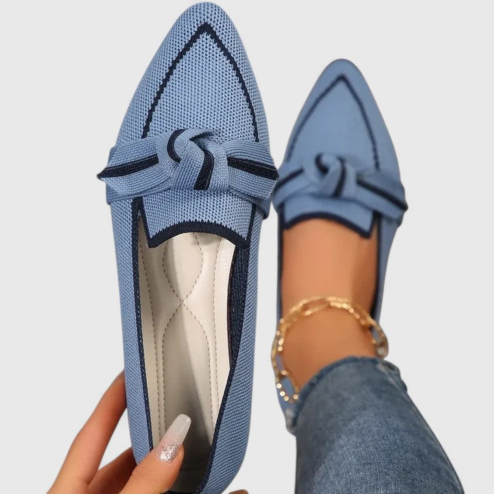 Nova | Women's Slip-On Flat Loafers with Pointed Toe and Knot Accent