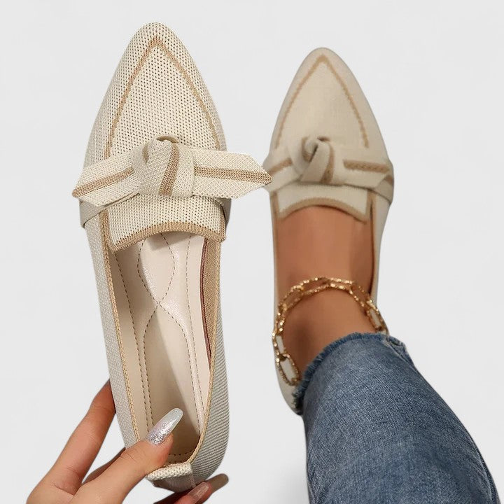 Nova | Women's Slip-On Flat Loafers with Pointed Toe and Knot Accent