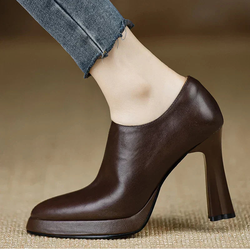 Giselle | Women's Platform Block Heel Pumps with Side Zipper