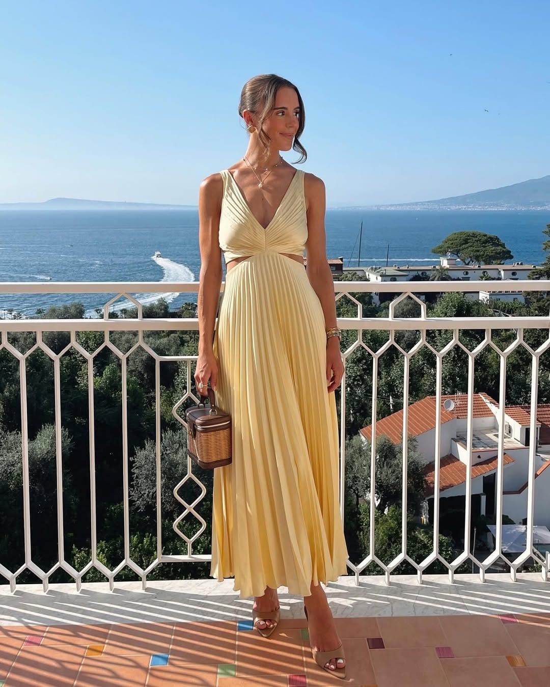 Elle | Women's V-Neck Maxi Dress for Wedding Guests - Evening Wear