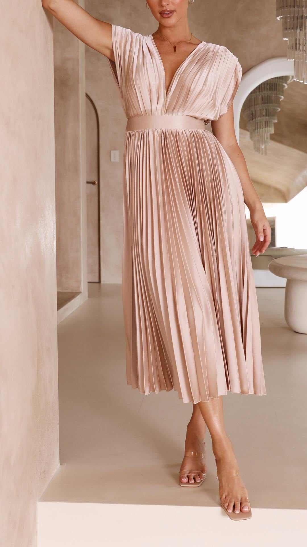 Maria™ | Chic Pleated Maxi Gown