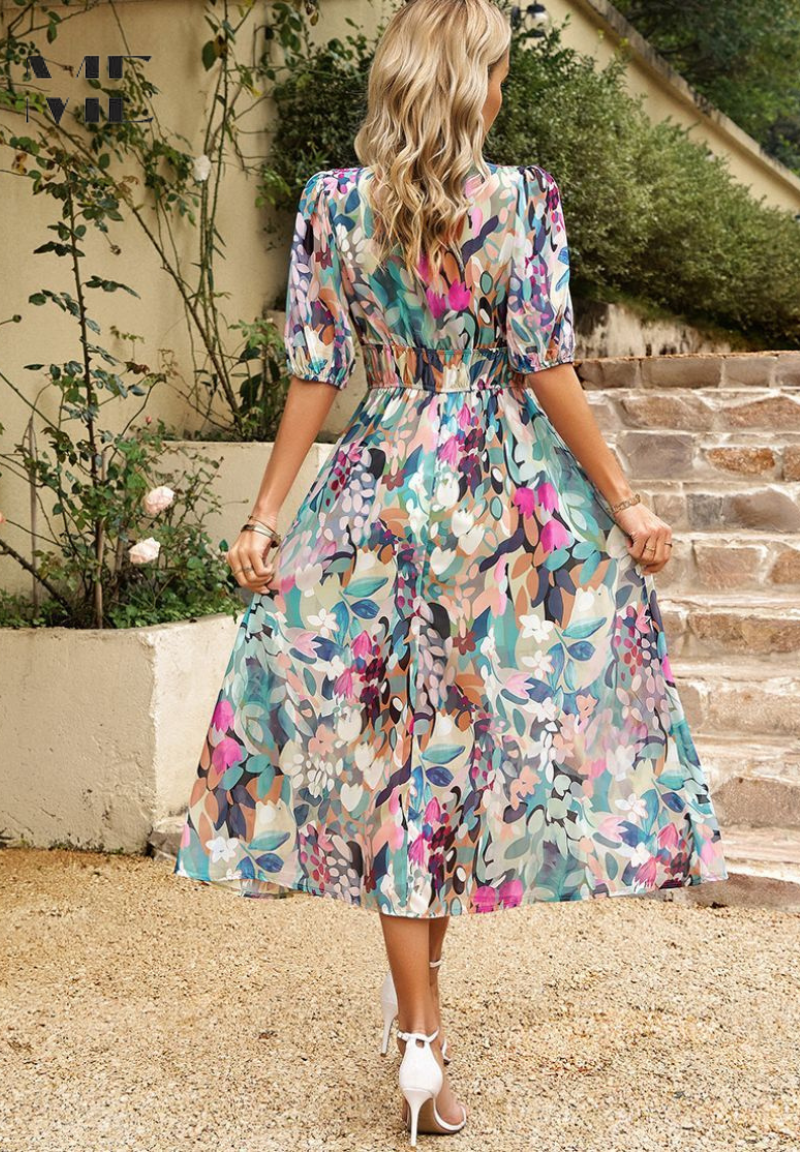 Monica™ | Chic Floral Elegance Dress