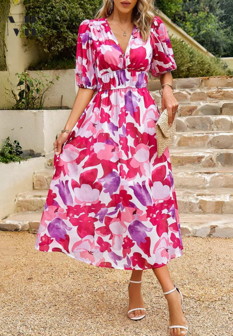 Monica™ | Chic Floral Elegance Dress