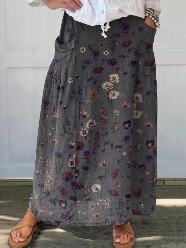 Ivy™ | Floral Art Print Pocket Skirt