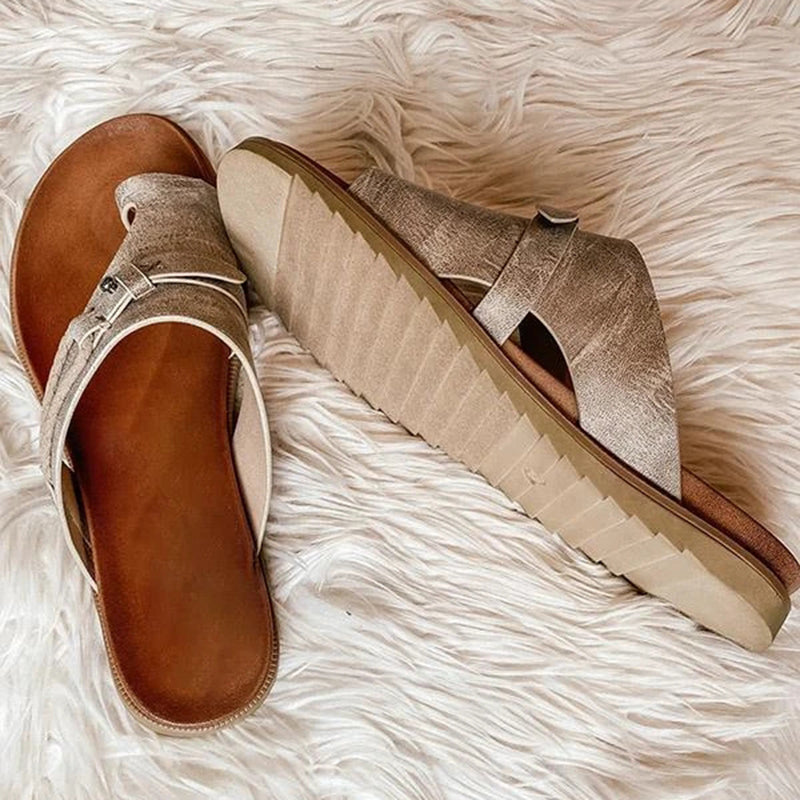 Roma | Women's Boho Slip-On Flat Toe Ring Sandals for Summer