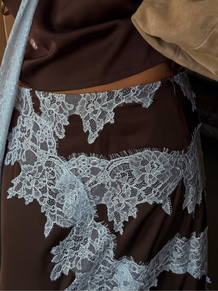 Mabel™ | Chic Lace Panel Top and Skirt Ensemble