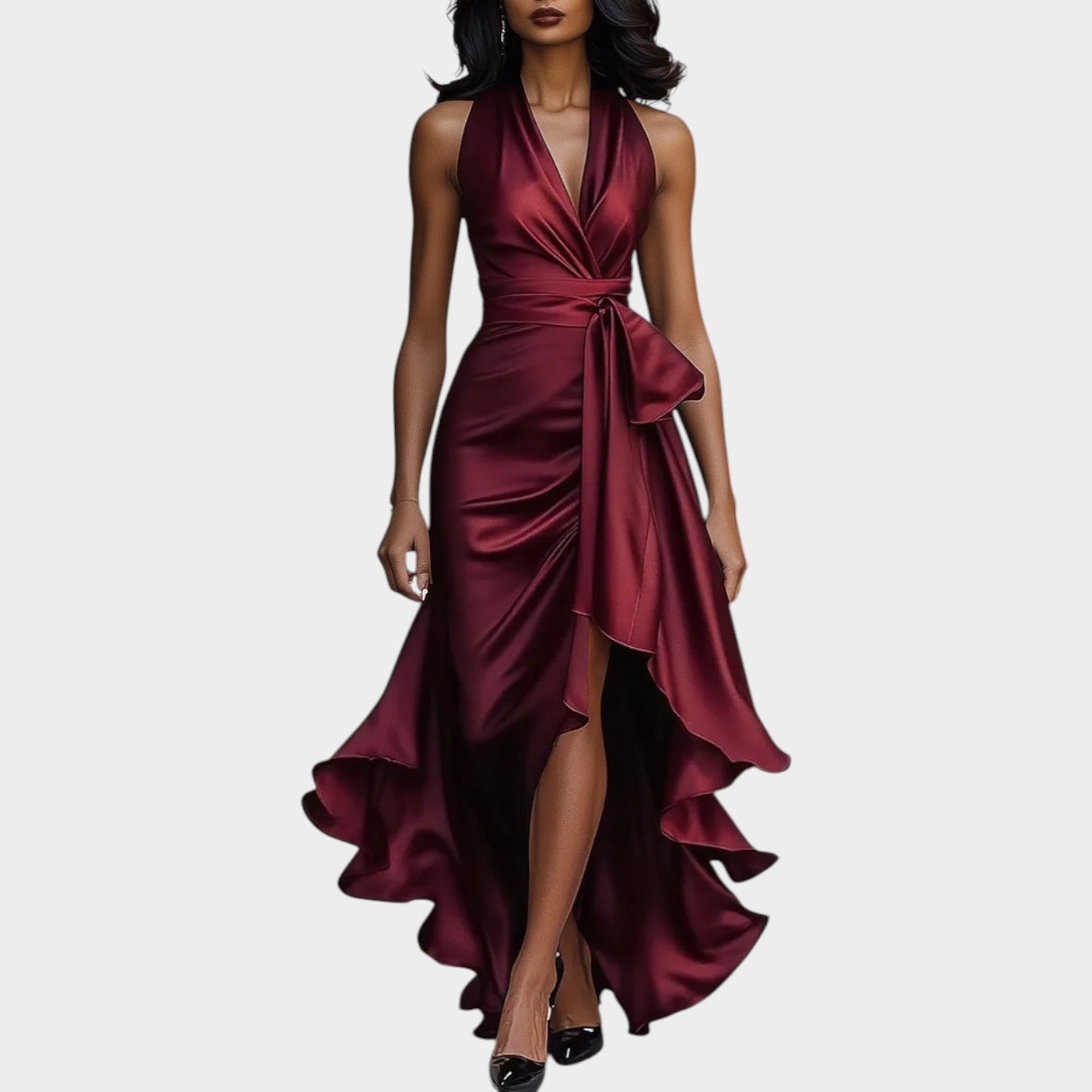 Elegant Halter Wrap Maxi Dress