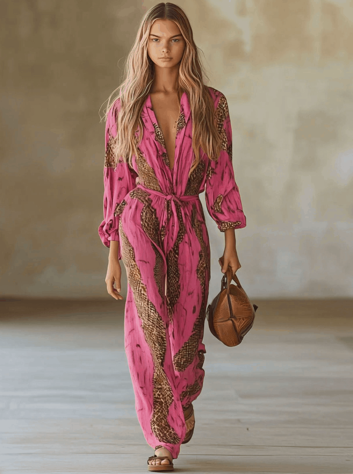 Allegra | Women's Long Sleeve Jumpsuit in Leopard Print