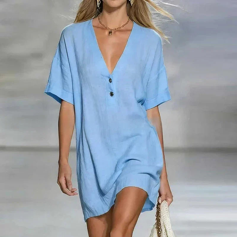 Amelia | Women's V-Neck Short Sleeve Dress